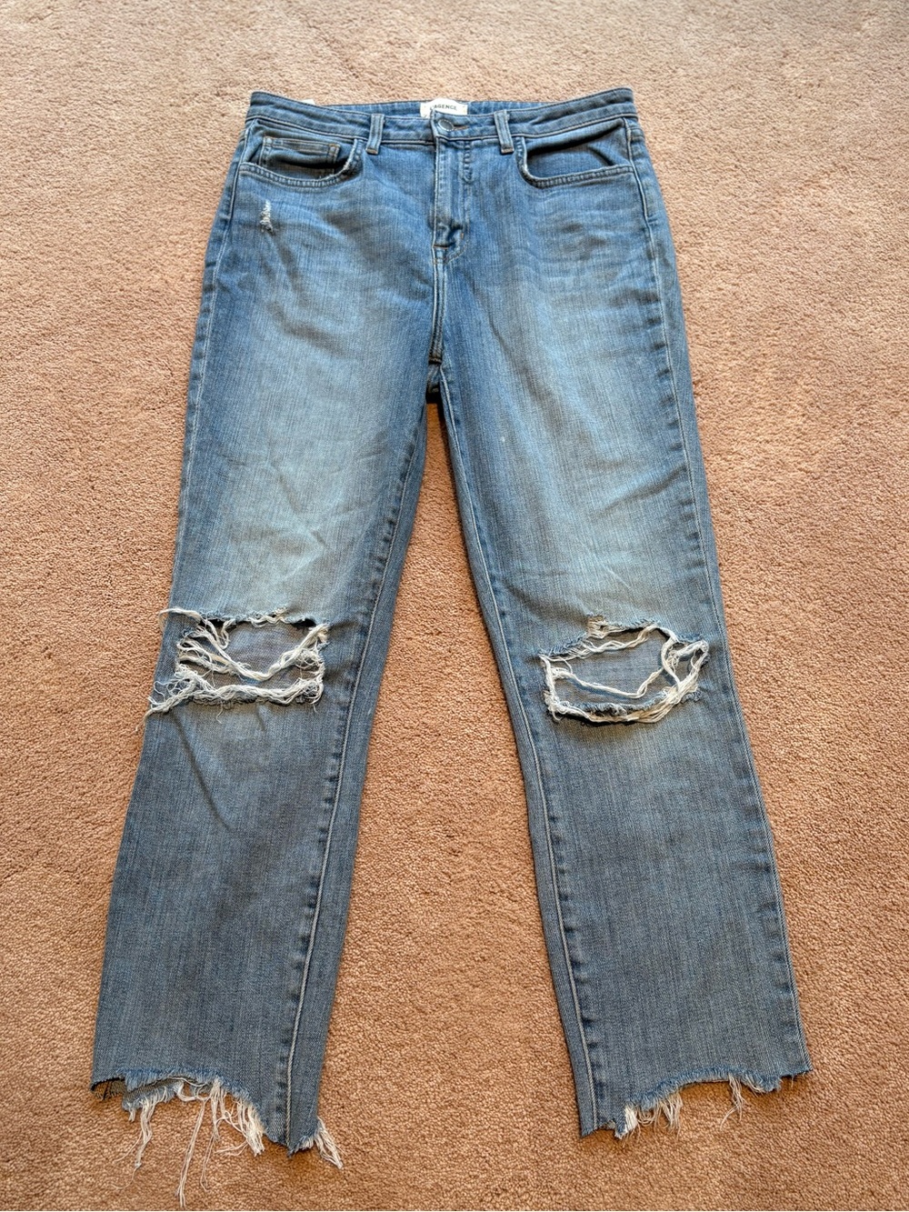 L'AGENCE Distressed Light Blue cropped Jeans